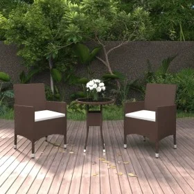3-teiliges Gartensitzgruppen-Set aus braunem PE-Rattan und gehärtetem Glas von vidaXL, Gartensets - Ref: Foro24-3095902, Prei...