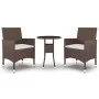 Set de bistró de jardín 3 pzas ratán PE vidrio templado marrón by vidaXL, Garden sets - Ref: Foro24-3095902, Price: 192,16 €,...