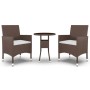 Set de bistró de jardín 3 pzas ratán PE vidrio templado marrón by vidaXL, Garden sets - Ref: Foro24-3095902, Price: 193,76 €,...