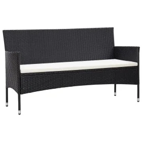 Sofá de jardín 3 plazas con cojines ratán sintético negro by vidaXL, Outdoor sofas - Ref: Foro24-318500, Price: 158,36 €, Dis...