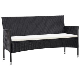 Sofá de jardín 3 plazas con cojines ratán sintético negro by vidaXL, Outdoor sofas - Ref: Foro24-318500, Price: 161,12 €, Dis...