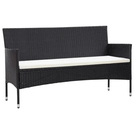 Sofá de jardín 3 plazas con cojines ratán sintético negro by vidaXL, Outdoor sofas - Ref: Foro24-318500, Price: 158,36 €, Dis...