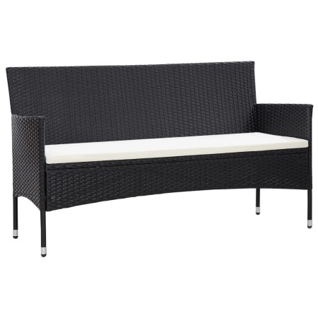 Sofá de jardín 3 plazas con cojines ratán sintético negro by vidaXL, Outdoor sofas - Ref: Foro24-318500, Price: 161,12 €, Dis...