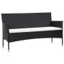 Gartensofa mit 3 Sitzen und schwarzen Kissen aus synthetischem Rattan von vidaXL, Outdoor-Sofas - Ref: Foro24-318500, Preis: ...