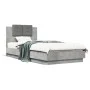 Concrete gray engineered wood bed with headboard 90x200 cm by vidaXL, Beds and slatted bases - Ref: Foro24-3209943, Price: 14...