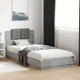 Concrete gray engineered wood bed with headboard 90x200 cm by vidaXL, Beds and slatted bases - Ref: Foro24-3209943, Price: 14...