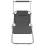 Folding lounger with awning and gray steel wheels by vidaXL, Loungers - Ref: Foro24-44325, Price: 68,37 €, Discount: %