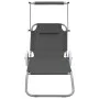 Folding lounger with awning and gray steel wheels by vidaXL, Loungers - Ref: Foro24-44325, Price: 64,12 €, Discount: %