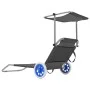 Folding lounger with awning and gray steel wheels by vidaXL, Loungers - Ref: Foro24-44325, Price: 64,12 €, Discount: %