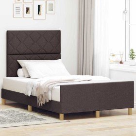 Estructura de cama con cabecera Marrón oscuro 120 x 200 cm tela en Camas y somieres | Comprar online en Foro24