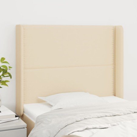Cabecero con orejas de tela color crema 103x16x118/128 cm en Cabeceros y pies de cama | Comprar online en Foro24