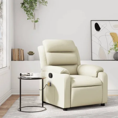 Cream Synthetic Leather Massage Recliner by vidaXL, Armchairs - Ref: Foro24-373494, Price: 255,49 €, Discount: %