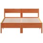 Bed frame with wax brown pine wood headboard 140x200 cm by vidaXL, Beds and slatted bases - Ref: Foro24-842753, Price: 124,24...