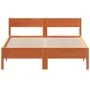 Bed frame with wax brown pine wood headboard 140x200 cm by vidaXL, Beds and slatted bases - Ref: Foro24-842753, Price: 123,13...