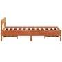 Bed frame with wax brown pine wood headboard 140x200 cm by vidaXL, Beds and slatted bases - Ref: Foro24-842753, Price: 123,13...