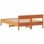 Bed frame with wax brown pine wood headboard 140x200 cm by vidaXL, Beds and slatted bases - Ref: Foro24-842753, Price: 123,13...
