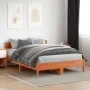 Estructura cama con cabecero madera pino marrón cera 160x200 cm de vidaXL, Camas y somieres - Ref: Foro24-842745, Precio: 139...