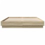 Sonoma oak engineered wood bed frame 150x200 cm by vidaXL, Beds and slatted bases - Ref: Foro24-3209851, Price: 124,68 €, Dis...