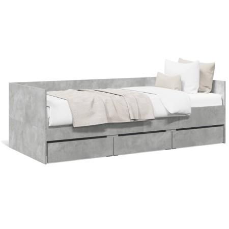 Betongraue Holzwerkstoffliege mit Schubladen 100x200 cm von vidaXL, Betten und Lattenroste - Ref: Foro24-3280814, Preis: 204,...