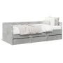 Concrete gray engineered wood lounger with drawers 100x200 cm by vidaXL, Beds and slatted bases - Ref: Foro24-3280814, Price:...