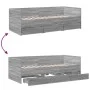 Sonoma gray engineered wood lounger with drawers 100x200 cm by vidaXL, Beds and slatted bases - Ref: Foro24-3280816, Price: 2...