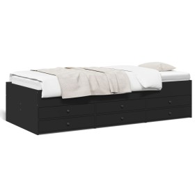 Tumbona con cajones madera de ingeniería negro 90x190 cm de vidaXL, Camas y somieres - Ref: Foro24-3280882, Precio: 185,72 €,...