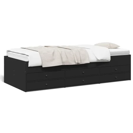 Lounger with drawers black engineered wood 90x190 cm by vidaXL, Beds and slatted bases - Ref: Foro24-3280882, Price: 184,04 €...
