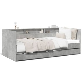 Tumbona con cajones madera ingeniería gris hormigón 90x190 cm de vidaXL, Camas y somieres - Ref: Foro24-3280856, Precio: 213,...