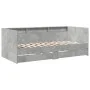 Concrete gray engineered wood lounger with drawers 90x190 cm by vidaXL, Beds and slatted bases - Ref: Foro24-3280856, Price: ...