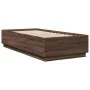 Oak brown engineered wood bed frame 100x200 cm by vidaXL, Beds and slatted bases - Ref: Foro24-3209722, Price: 118,68 €, Disc...