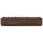 Oak brown engineered wood bed frame 100x200 cm by vidaXL, Beds and slatted bases - Ref: Foro24-3209722, Price: 120,13 €, Disc...