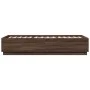 Oak brown engineered wood bed frame 100x200 cm by vidaXL, Beds and slatted bases - Ref: Foro24-3209722, Price: 118,68 €, Disc...