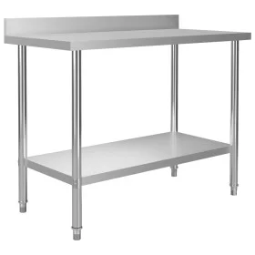 Stainless steel kitchen work table and backsplash 120x60x93 cm by vidaXL, Restoration - Ref: Foro24-51191, Price: 159,03 €, D...
