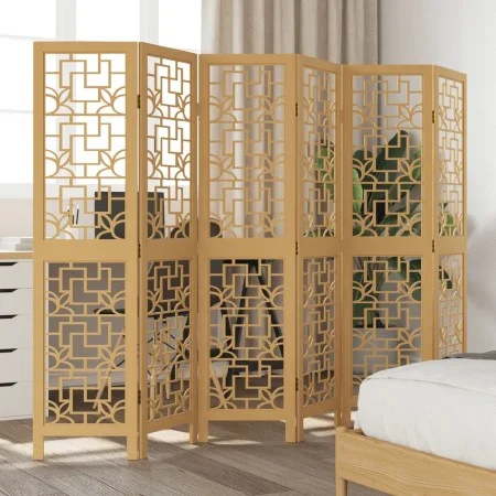 6-panel partition screen solid brown paulownia wood by vidaXL, Room dividers - Ref: Foro24-358873, Price: 121,76 €, Discount: %