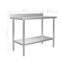 Mesa trabajo cocina y salpicadero acero inoxidable 120x60x93 cm