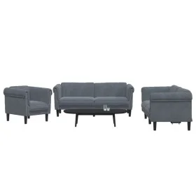 Dreiteilige Sofagarnitur aus dunkelgrauem Samt von vidaXL, Sofas - Ref: Foro24-3209210, Preis: 722,65 €, Rabatt: %