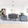 Dreiteilige Sofagarnitur aus dunkelgrauem Samt von vidaXL, Sofas - Ref: Foro24-3209210, Preis: 730,91 €, Rabatt: %