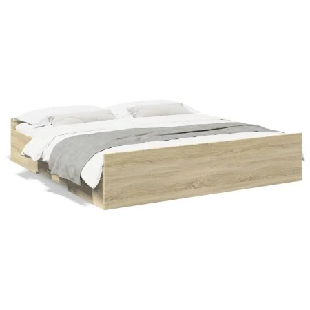 Sonoma oak engineered wood bed with drawers 180x200 cm by vidaXL, Beds and slatted bases - Ref: Foro24-3280274, Price: 156,78...