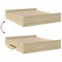 Sonoma oak engineered wood bed with drawers 180x200 cm by vidaXL, Beds and slatted bases - Ref: Foro24-3280274, Price: 157,45...