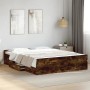 Bett aus geräuchertem Eichenholzwerkstoff mit Schubladen, 160 x 200 cm von vidaXL, Betten und Lattenroste - Ref: Foro24-32802...