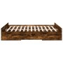Smoked oak engineered wood bed with drawers 160x200 cm by vidaXL, Beds and slatted bases - Ref: Foro24-3280283, Price: 152,74...