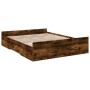 Bett aus geräuchertem Eichenholzwerkstoff mit Schubladen, 160 x 200 cm von vidaXL, Betten und Lattenroste - Ref: Foro24-32802...