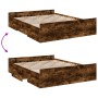 Bett aus geräuchertem Eichenholzwerkstoff mit Schubladen, 160 x 200 cm von vidaXL, Betten und Lattenroste - Ref: Foro24-32802...