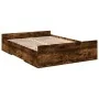 Smoked oak engineered wood bed with drawers 120x190 cm by vidaXL, Beds and slatted bases - Ref: Foro24-3280325, Price: 133,50...