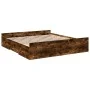 Smoked oak engineered wood bed with drawers 200x200 cm by vidaXL, Beds and slatted bases - Ref: Foro24-3280269, Price: 180,90...