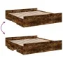 Smoked oak engineered wood bed with drawers 200x200 cm by vidaXL, Beds and slatted bases - Ref: Foro24-3280269, Price: 180,90...