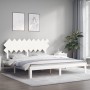 Double bed frame with white solid wood headboard by vidaXL, Beds and slatted bases - Ref: Foro24-3193742, Price: 162,82 €, Di...