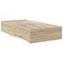 Cama con cajones madera ingeniería roble Sonoma 75x190 cm de vidaXL, Camas y somieres - Ref: Foro24-3280442, Precio: 105,17 €...