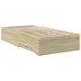 Sonoma oak engineered wood bed with drawers 75x190 cm by vidaXL, Beds and slatted bases - Ref: Foro24-3280442, Price: 103,91 ...