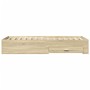 Cama con cajones madera ingeniería roble Sonoma 75x190 cm de vidaXL, Camas y somieres - Ref: Foro24-3280442, Precio: 105,17 €...